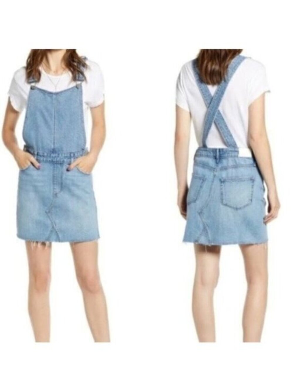 Paige NWT Retta Denim Overall Pinafore Dress Clarkson Color Size 24 MSRP $249
